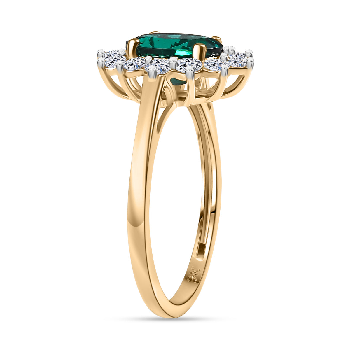 LUXURIANT 1.72 Ct. AAA Lab Grown Emerald, Lab Grown Diamond Halo Ring in 9K Yellow Gold (VS-EF) 8263310 3