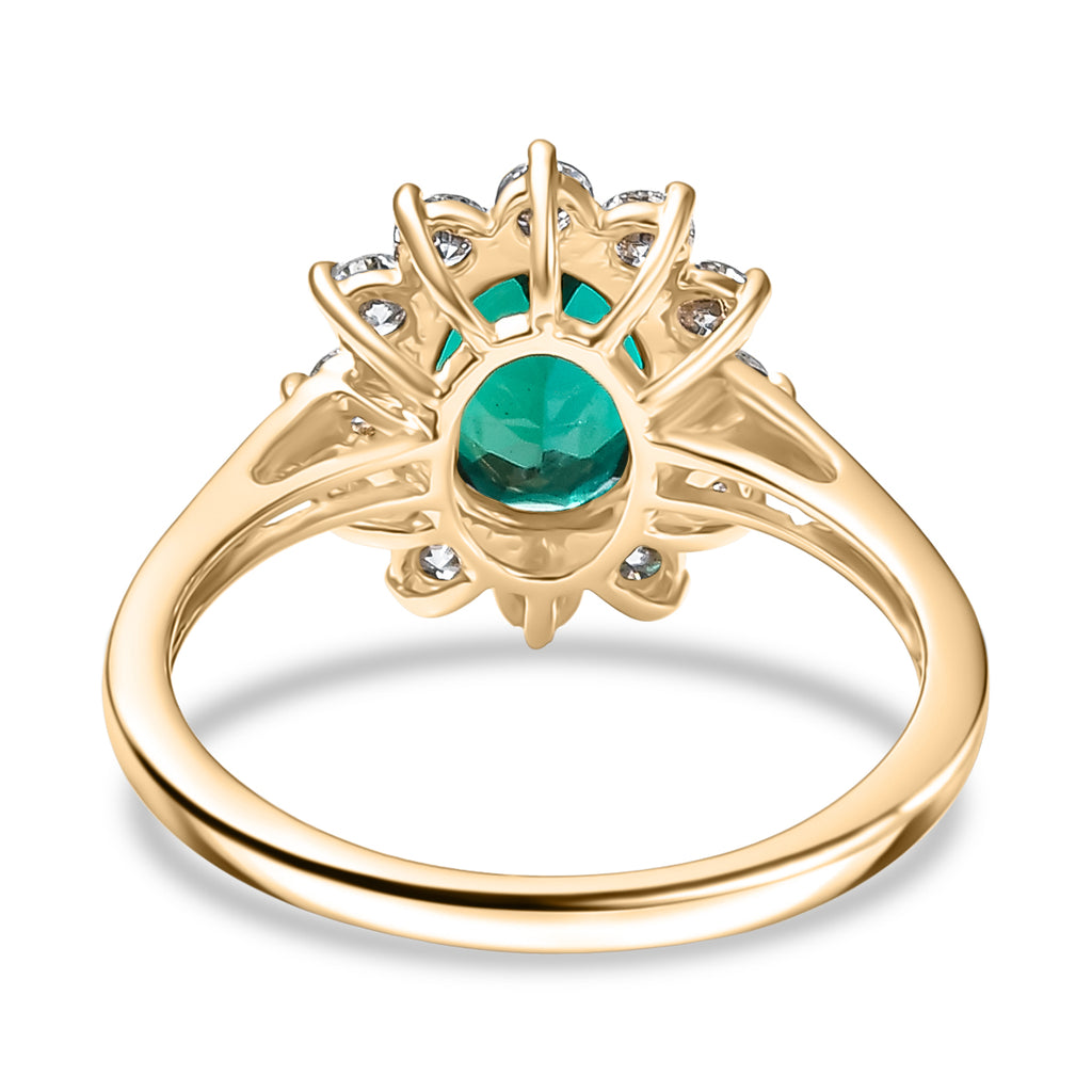 Luxuriant 9K Yellow Gold AAA Lab Grown Emerald & Lab Grown Diamond (VS/EF) Ring 1.72 Ct._8263310_4