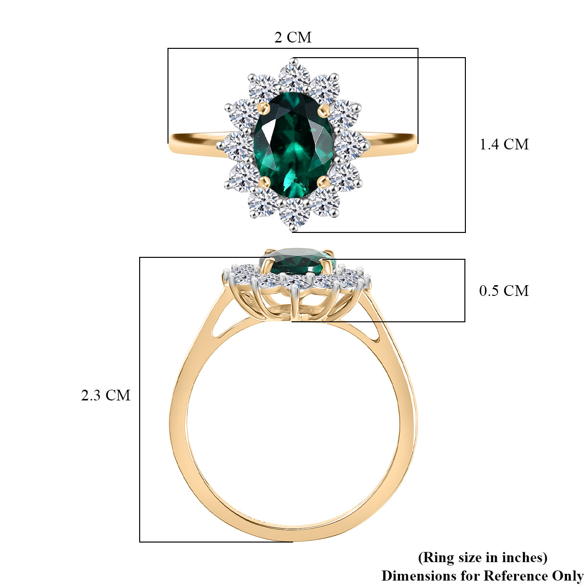 LUXURIANT 1.72 Ct. AAA Lab Grown Emerald, Lab Grown Diamond Halo Ring in 9K Yellow Gold (VS-EF) 8263310 5
