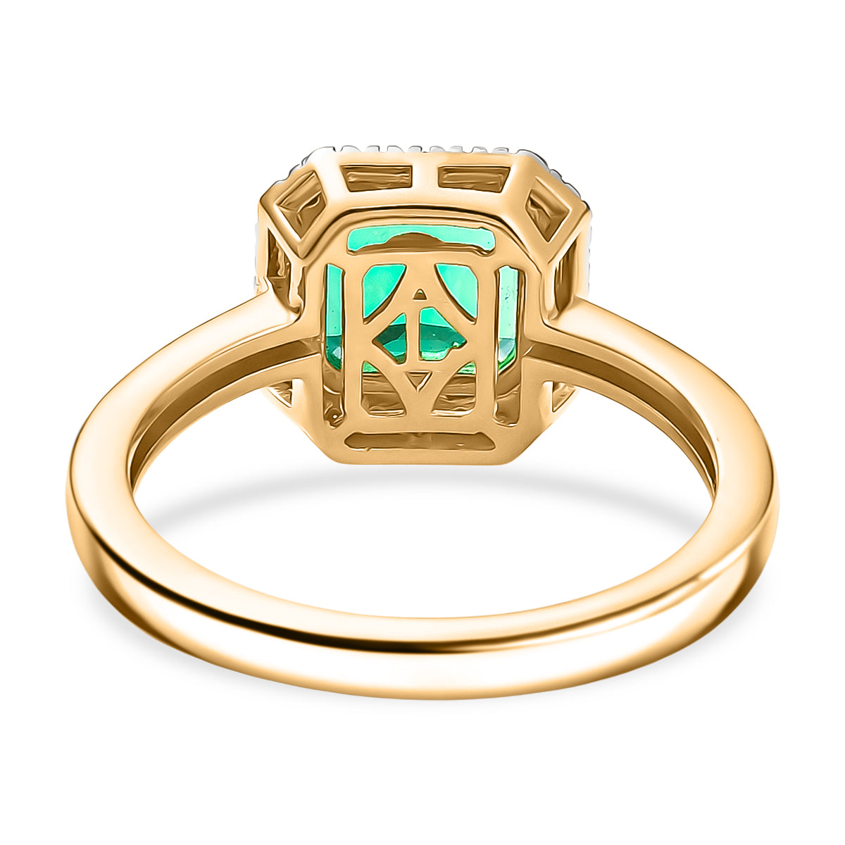 LUXURIANT Lab Grown Colombian Emerald, Lab Grown Diamond Halo Ring in 18K Vermeil Yellow Gold Over Sterling Silver 1.64 Ct. (SI-GH) 8264610 5