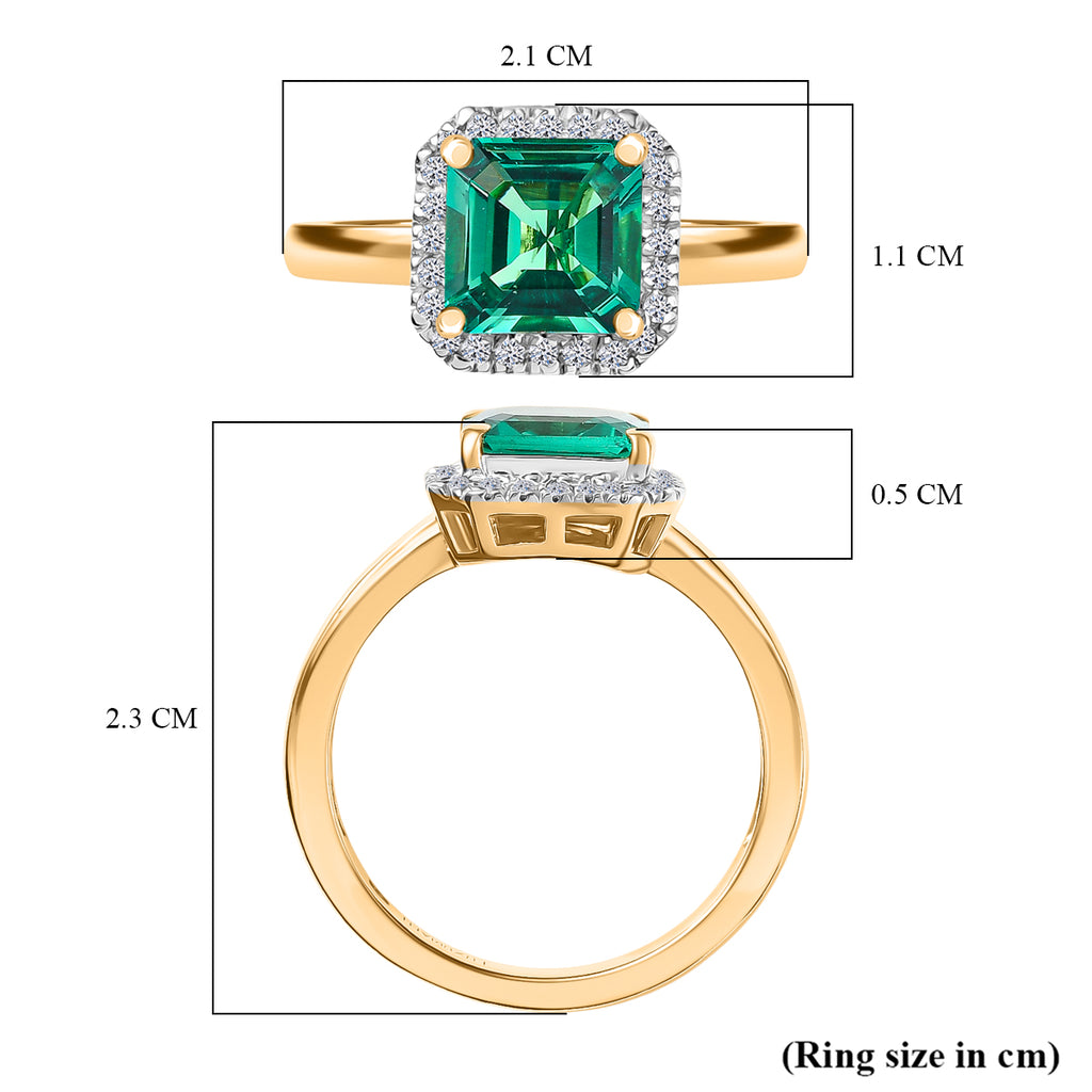 Luxuriant Lab Grown Columbian Emerald & Lab Grown Diamond (SI/GH) Ring in 18K Vermeil Yellow Gold Plated Sterling Silver 1.64 Ct._8264610_6