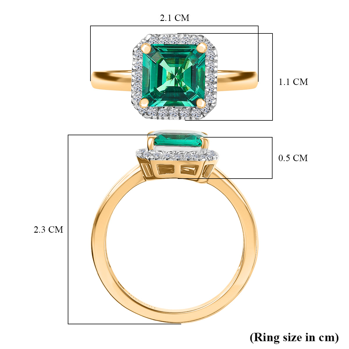 LUXURIANT Lab Grown Colombian Emerald, Lab Grown Diamond Halo Ring in 18K Vermeil Yellow Gold Over Sterling Silver 1.64 Ct. (SI-GH) 8264610 6