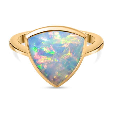 LUXORO 3.68 Ct. AAA Ethiopian Opal Solitaire Ring in 14K Yellow Gold V32473037 1