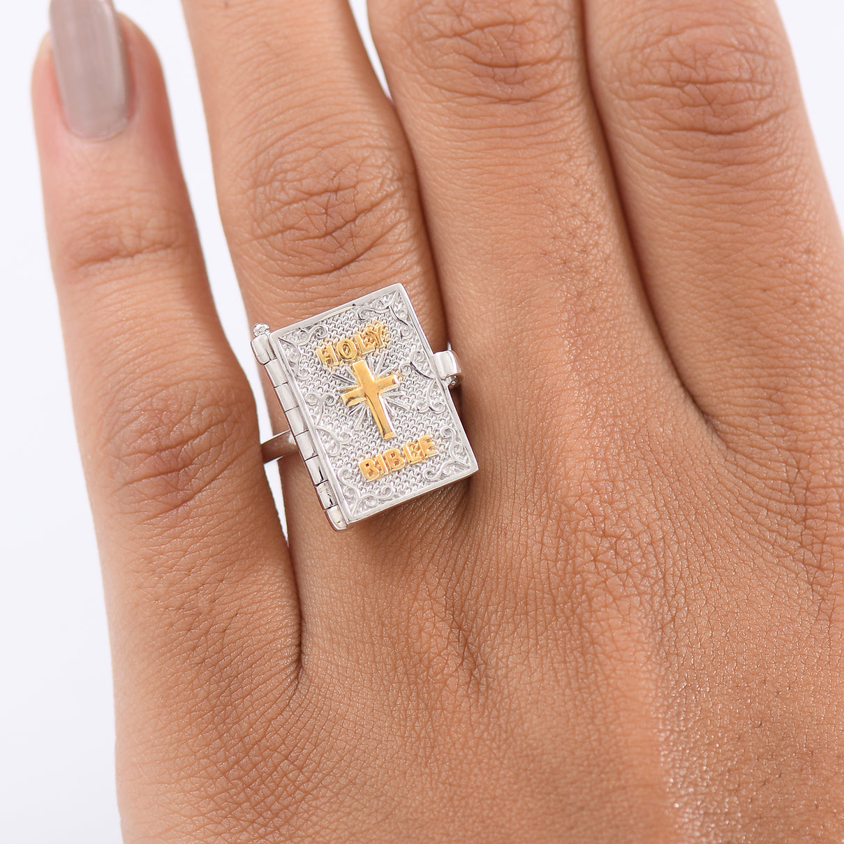 D'Joy Bible Ring in Yellow Gold Plated &amp; Rhodium Overlay Sterling Silver V32528002 3