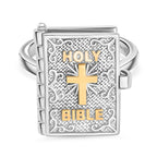 D'Joy Bible Ring in Yellow Gold Plated & Rhodium Overlay Sterling Silver, Silver Wt. 8.98 Gms._8265046