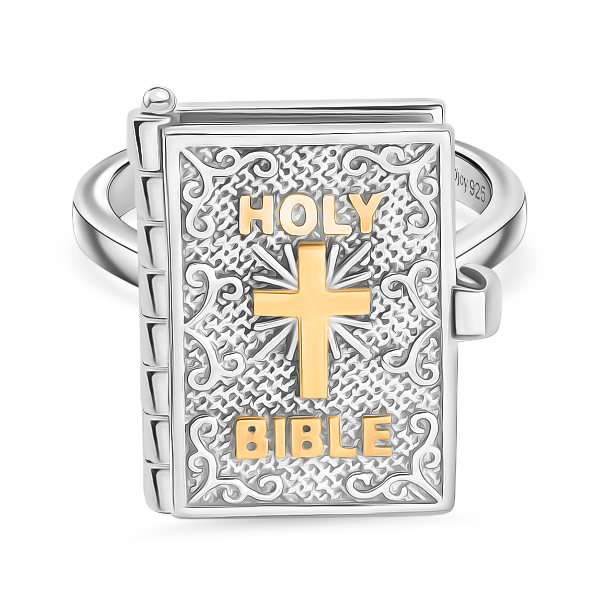 D'Joy Bible Ring in Yellow Gold Plated &amp; Rhodium Overlay Sterling Silver V32528541 0