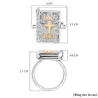 D'Joy Bible Ring in Yellow Gold Plated & Rhodium Overlay Sterling Silver, Silver Wt. 8.98 Gms._8265048_8