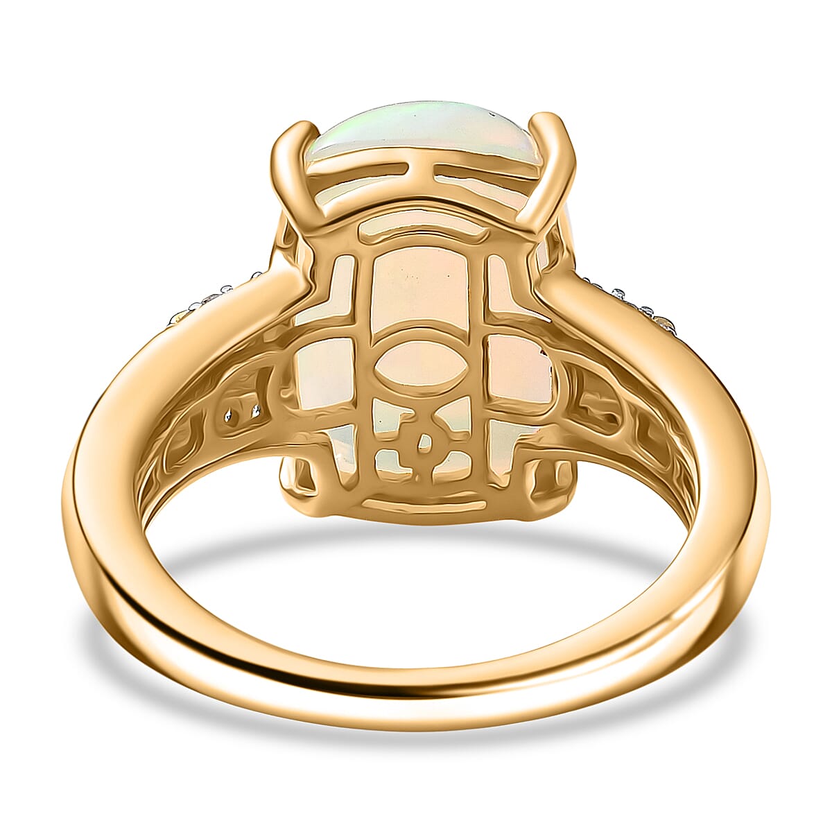 D'Joy 4.7 Ct. Ethiopian Opal, White Diamond Ring in 18K Vermeil Yellow Gold Plated Sterling Silver 8265138 5