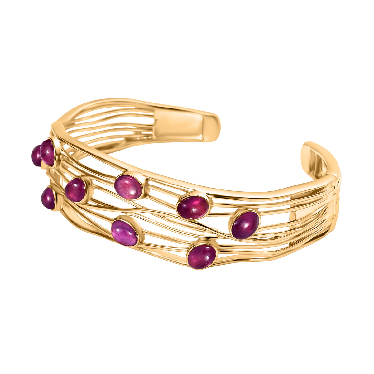 Close Out Deal - Cabo Delgado Ruby Cuff Bangle (Size 7.5)  7.59 Ct. V32518878 4