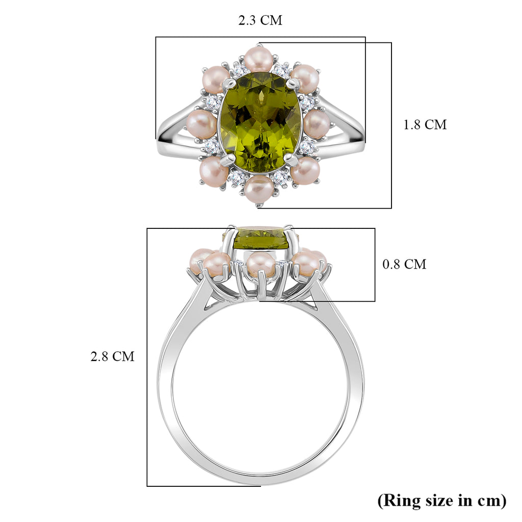 D'Joy Peridot, White Pearl & Moissanite Ring in Rhodium Overlay Sterling Silver 3.90 Ct._8265481_5