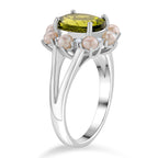 D'Joy Peridot, White Pearl & Moissanite Ring in Rhodium Overlay Sterling Silver 3.90 Ct._8265486_3
