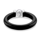 D'Joy - Lab Grown Diamond (SI/G-H) & Dyed Black Jade Solitaire Band Ring in Rhodium Overlay Sterling Silver 13.90 Ct._8265511_4
