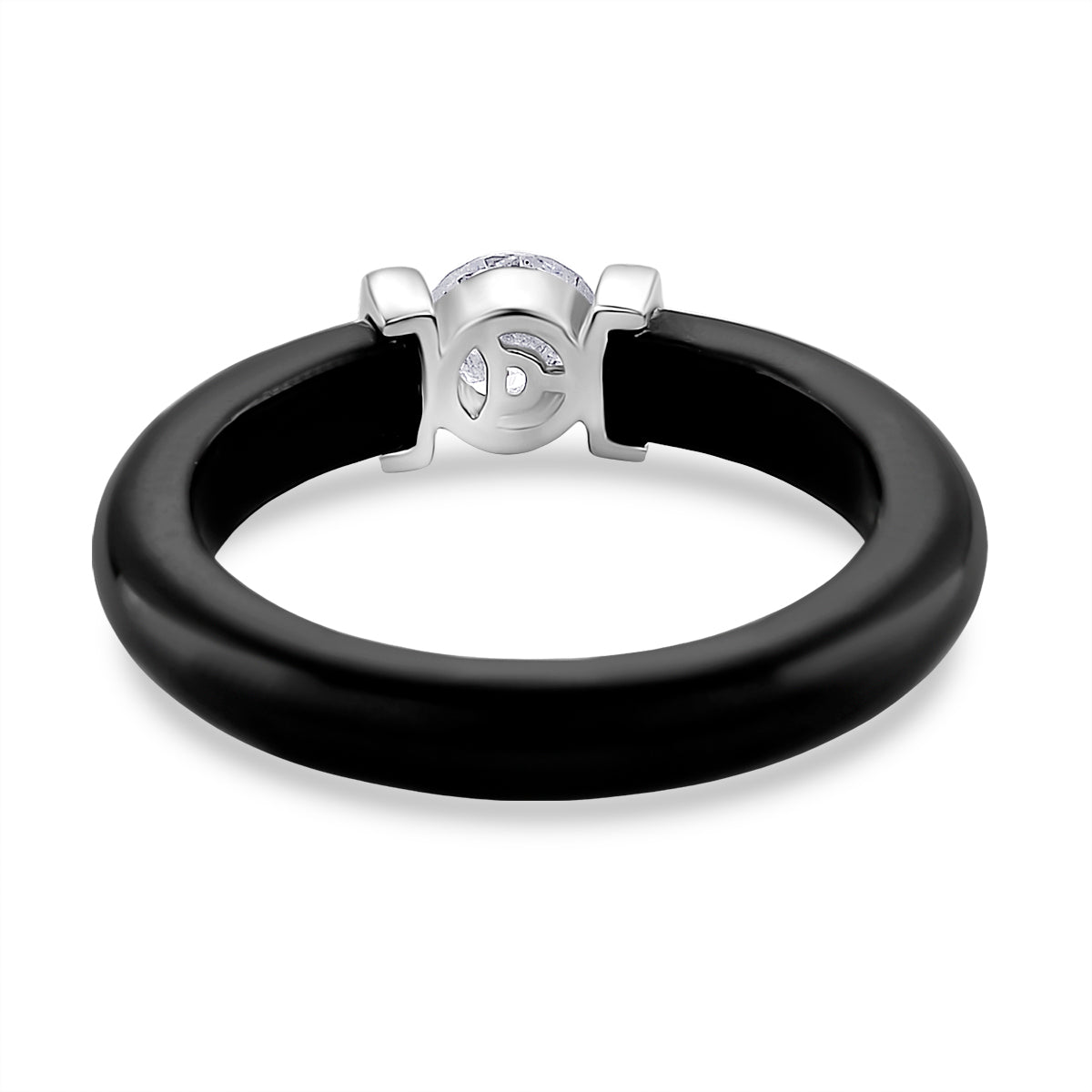 D'Joy Lab Grown Diamond Solitaire Boots Black Jade Ring in Rhodium Overlay Sterling Silver 13.90 Ct. V32552947 5