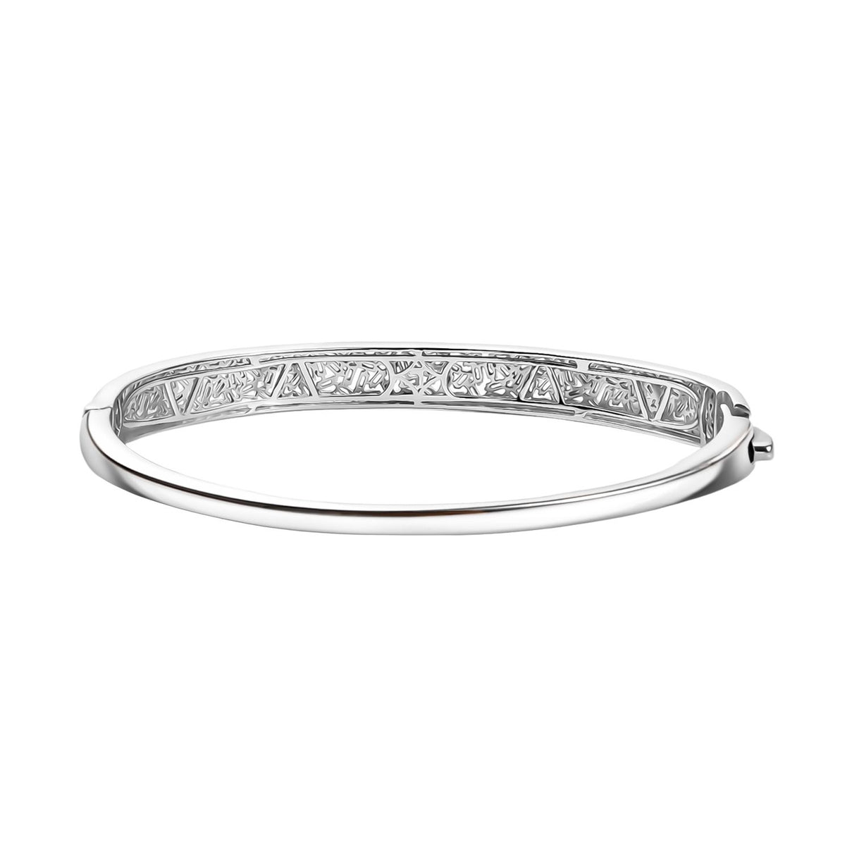 LUXURIANT 1.8 Ct. Lab Grown Diamond Firecracker Openable Bangle in Rhodium Overlay Sterling Silver (SI-GH) 8265536 5