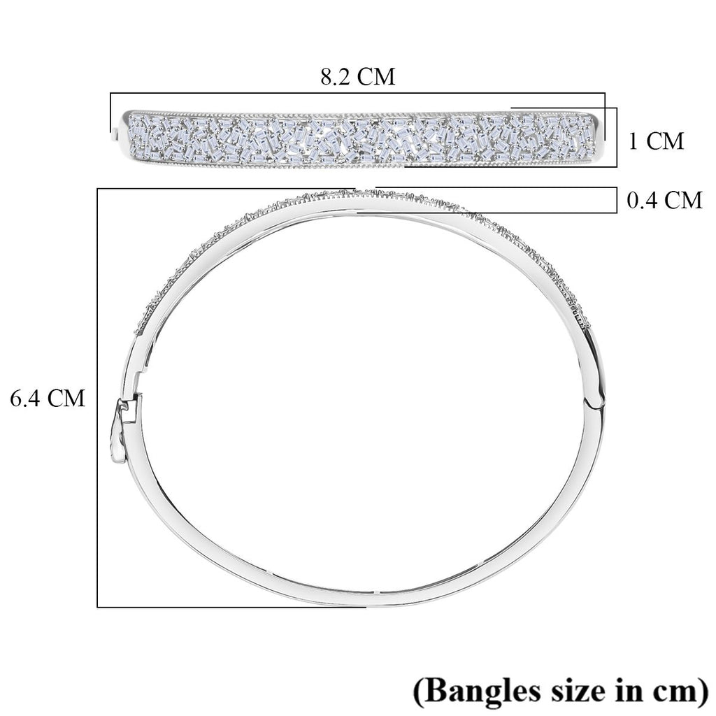 Luxuriant Lab Grown Diamond (SI/GH) Fire Cracker Bangle (Size 7.5) in Rhodium Overlay Sterling Silver 1.82 Ct, Silver Wt. 15.84 Gms._8265536_5
