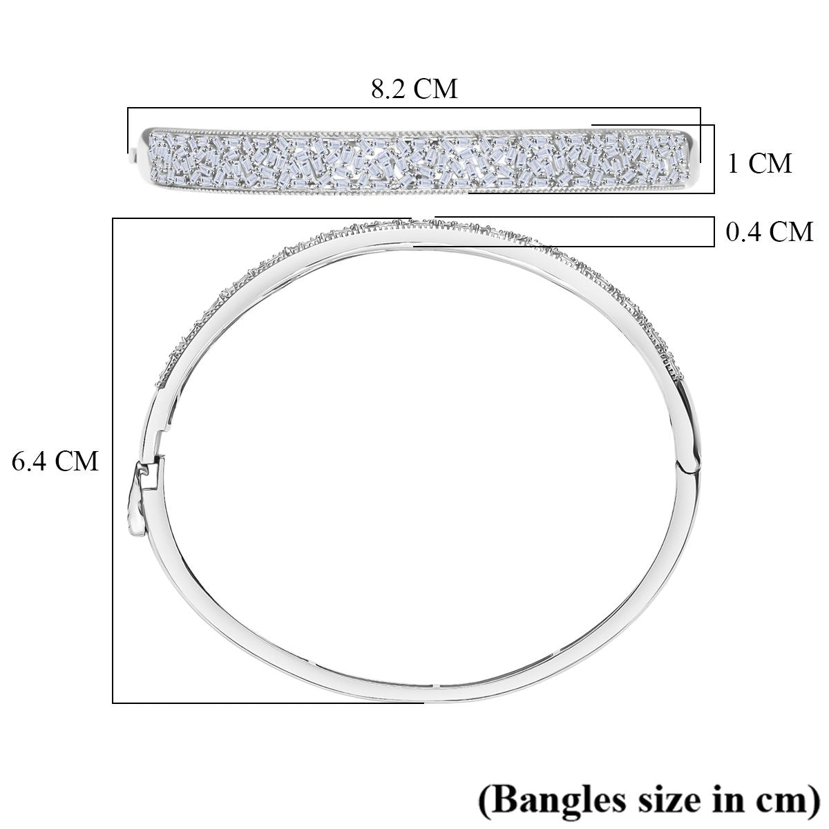 LUXURIANT 1.8 Ct. Lab Grown Diamond Firecracker Openable Bangle in Rhodium Overlay Sterling Silver (SI-GH) 8265536 6