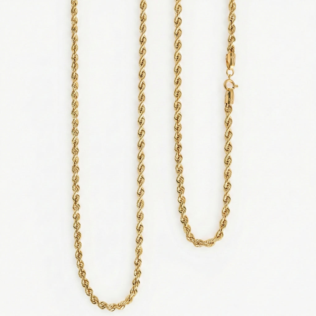 Royal Bali Collection - 9K Yellow Gold Diamond Cut Rope Necklace (Size 30), Gold Wt. 4.30 Gms_8265567