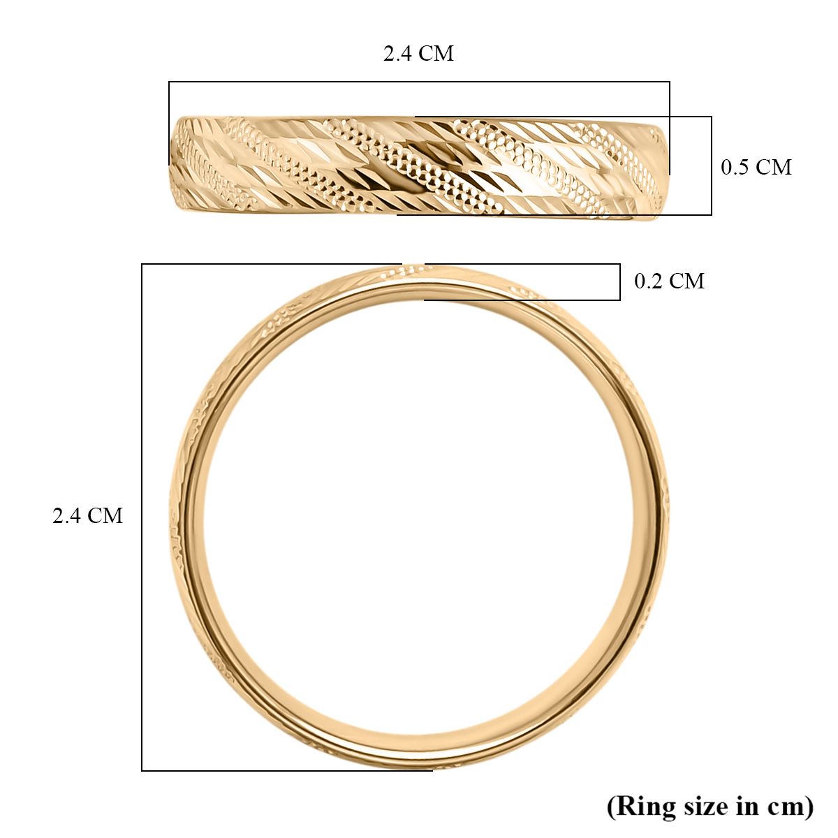9K Yellow Gold Diamond-Cut Band Ring V32530750 8