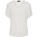 Emreco Short Sleeve V-neck Button Front Blouse (Size 12) - Ivory_8265686_1