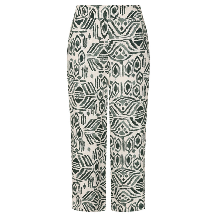 Emreco Spun Viscose Elastic Waist Aztec Crop Trousers (Size 10) - Khaki &amp; Ivory 8265764 2