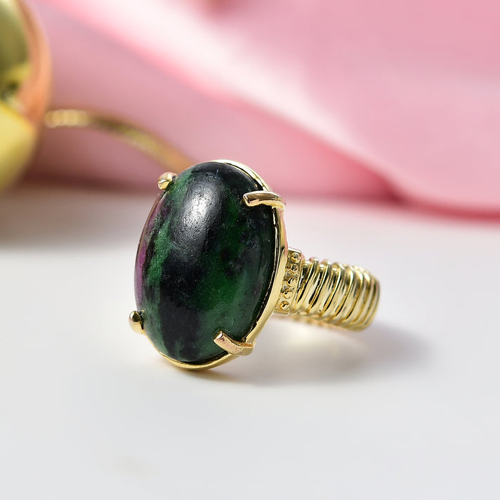 EverTrue Ruby Zoisite Solitaire Ring in Yellow Gold Plated 18.61 Ct. 8265948 2