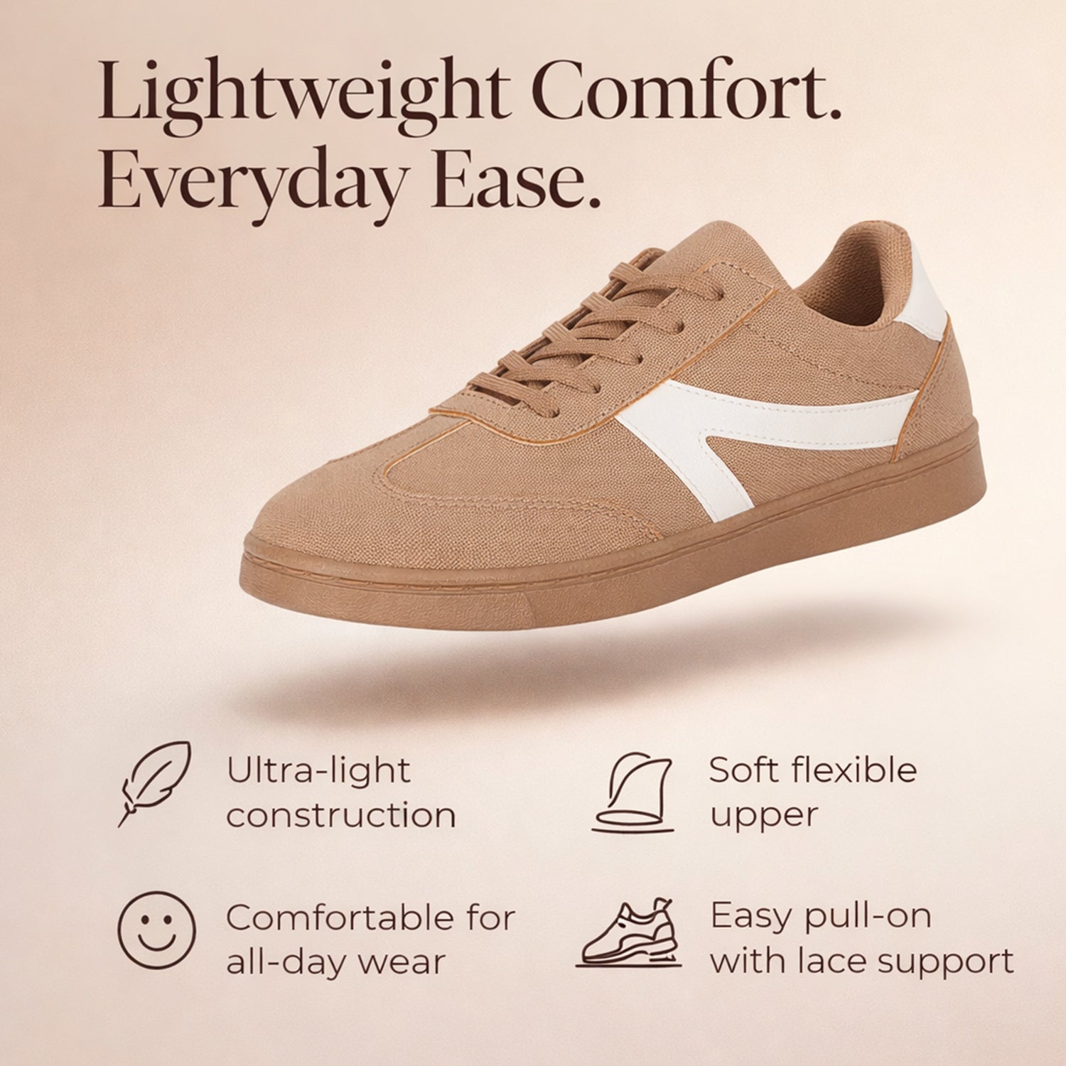 Urban Jacks Matise Lightweight Women's Trainer (Size - 5) - Taupe 8265987 1