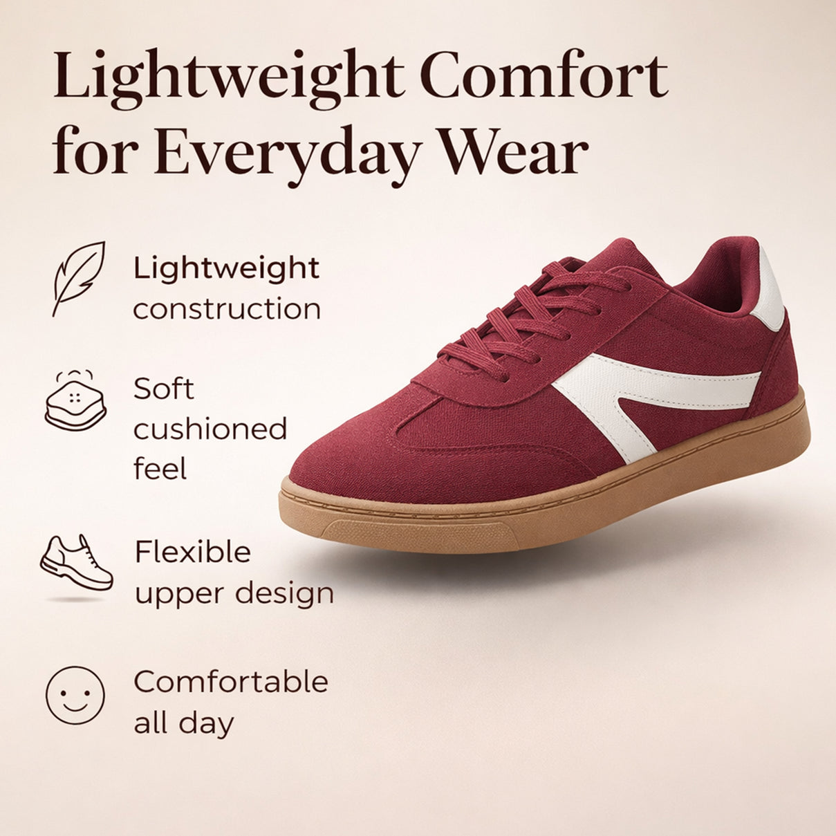 Urban Jacks Matise Lightweight Women's Trainer (Size - 4) - Burgundy 8265996 3