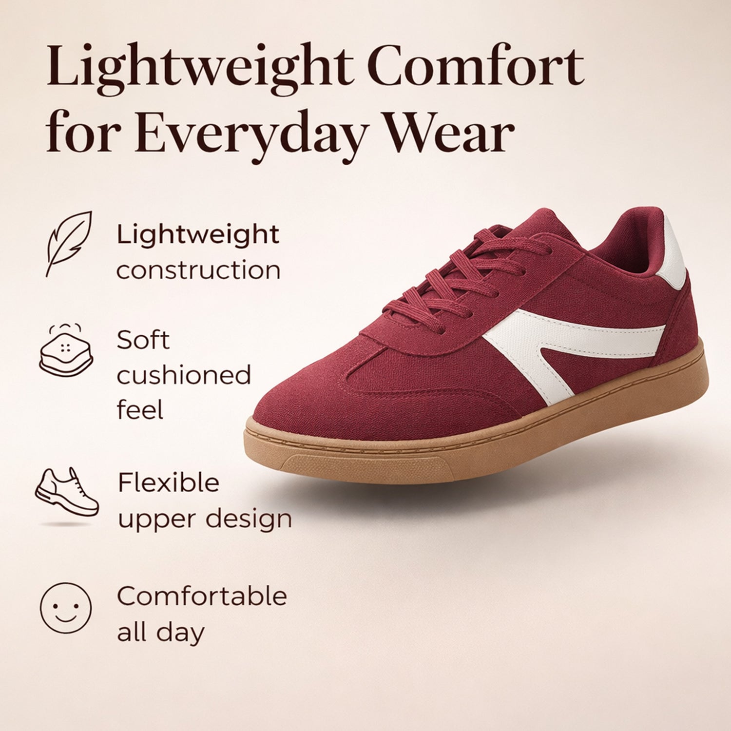 Urban Jacks Matise Lightweight Women's Trainer (Size - 4) - Burgundy 8265996 3