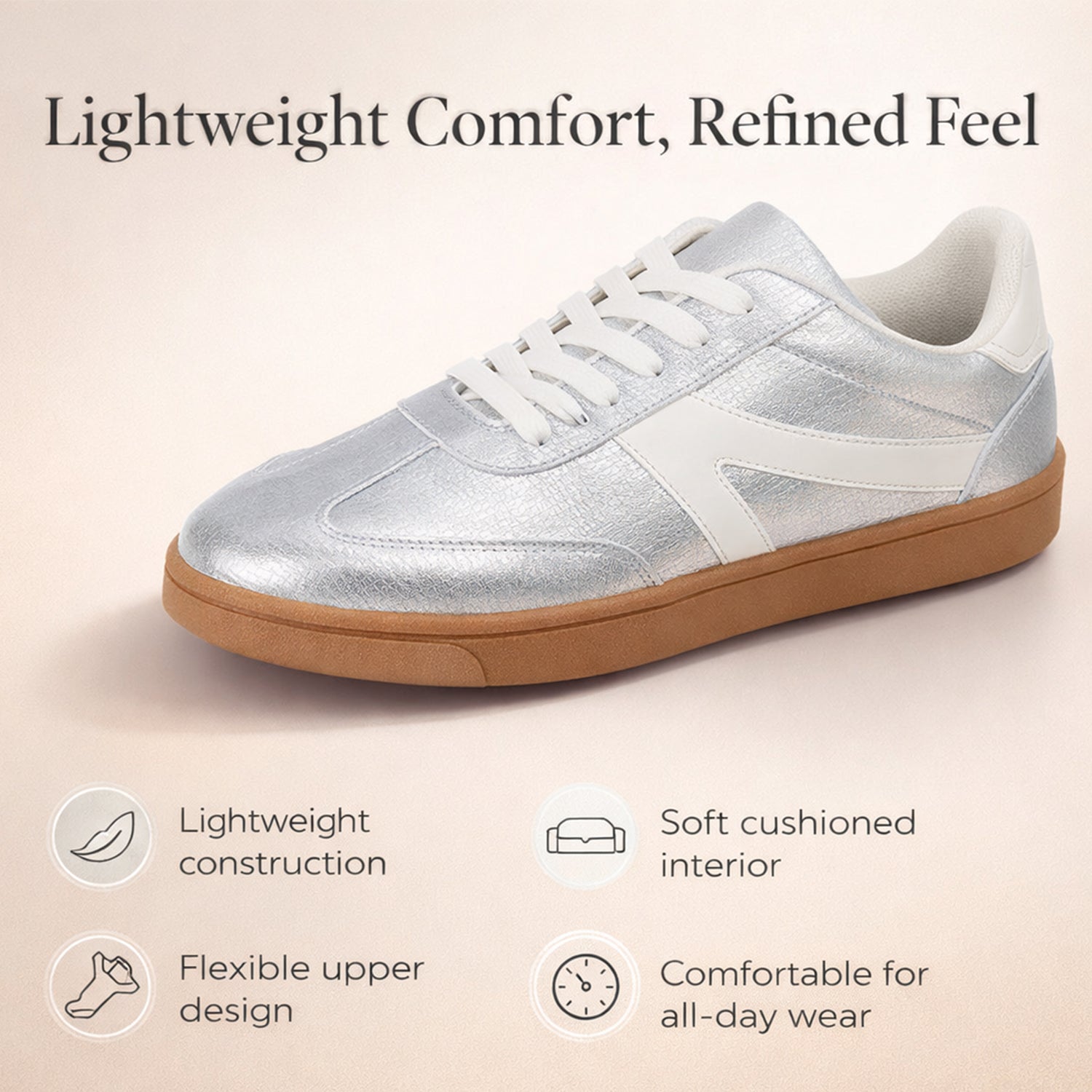 Urban Jacks Matise Lightweight Women's Trainer (Size - 4) - Silver 8266002 1