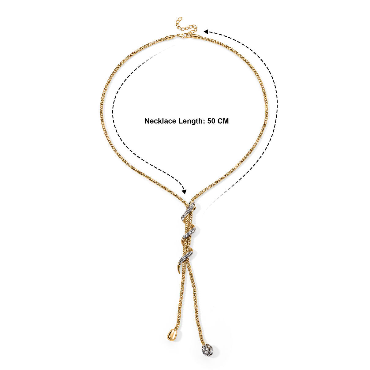 White &amp; Black Austrian Crystal Snake Style Lariat Necklace 8266072 4