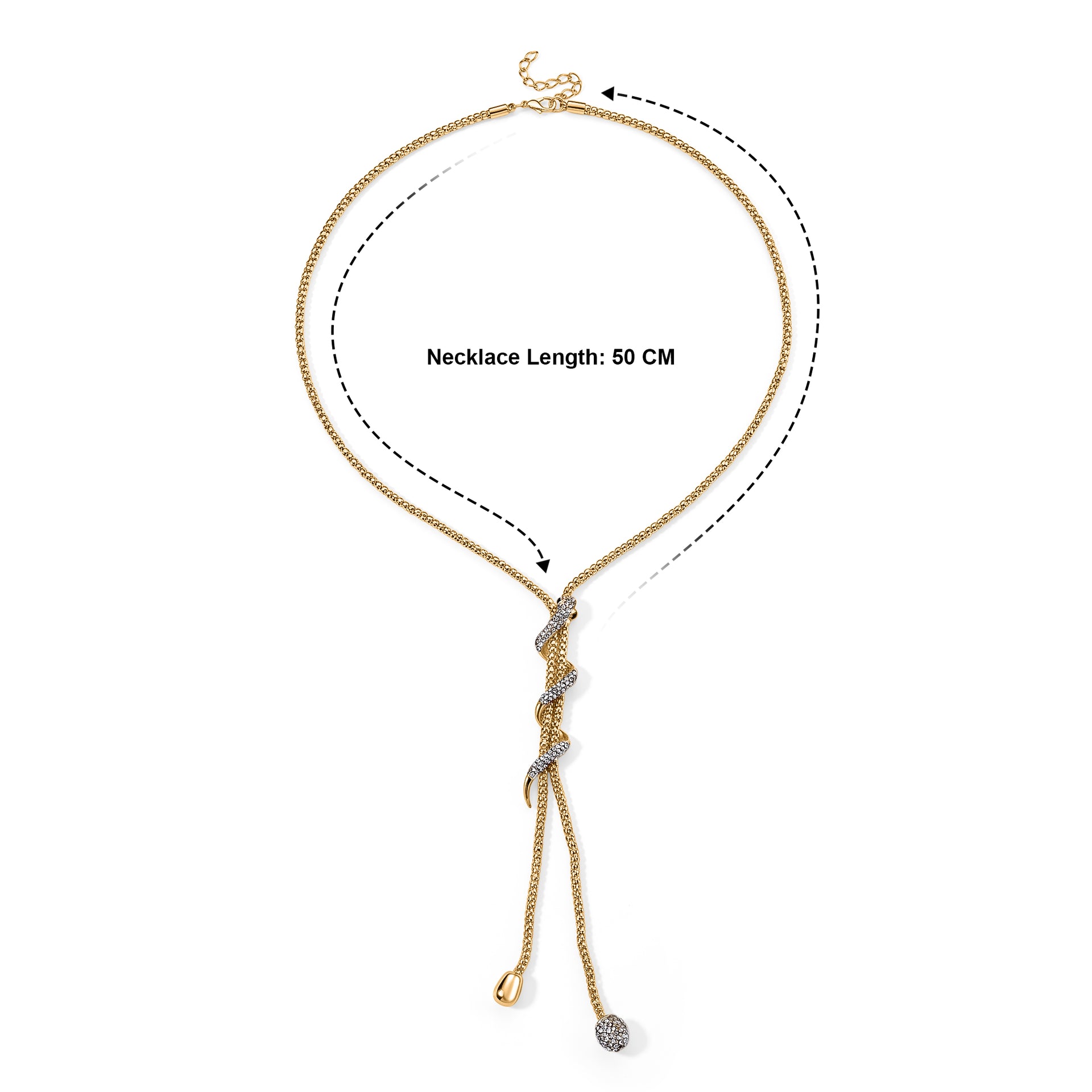 White &amp; Black Austrian Crystal Snake Style Lariat Necklace 8266072 4