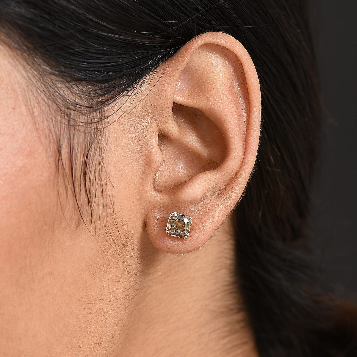 9K Yellow Gold Royal Asscher Cut Natural AAA Turkizite Solitaire Stud Push Post Earrings 2.60 Ct. 8266273 3