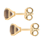 9K Yellow Gold Royal Asscher Cut Natural AAA Turkizite Solitaire Stud Push Post Earrings 2.60 Ct.
