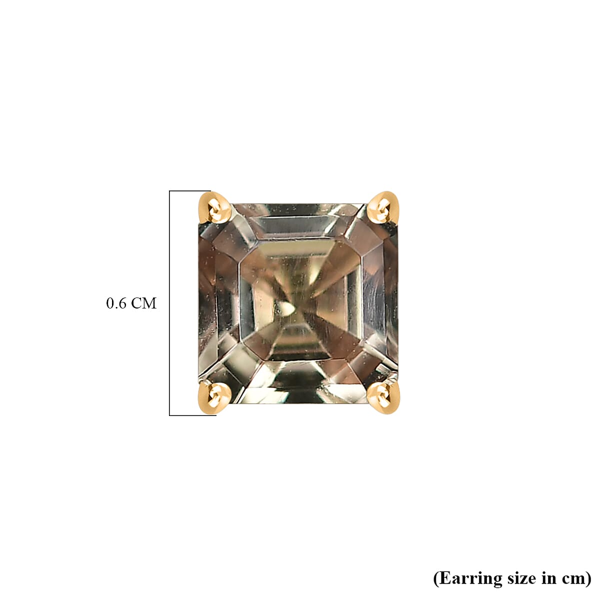 9K Yellow Gold Royal Asscher Cut Natural AAA Turkizite Solitaire Stud Push Post Earrings 2.60 Ct. 8266273 5