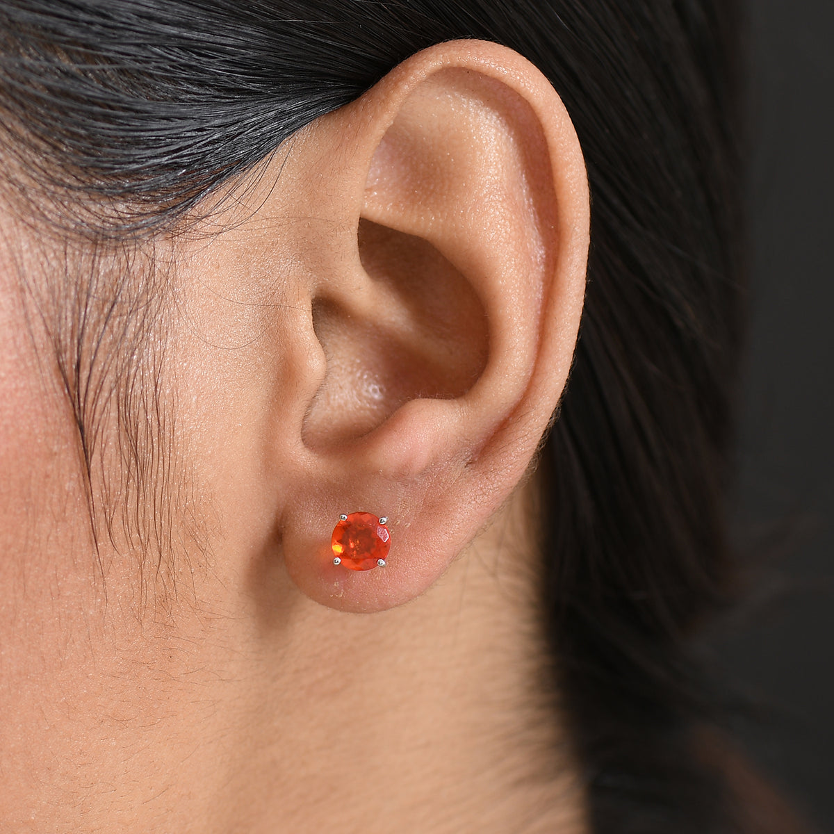 950 Platinum AAAA Natural Salamanca Fire Opal Solitaire Stud Earring with Screw Back 1.17 Ct. 8266278 3
