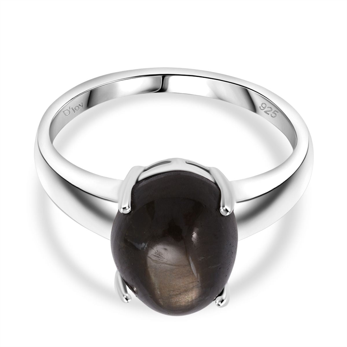 Chantaburi Black Star Sapphire Ring in Rhodium Overlay Sterling Silver 6.27 Ct. V32518174 0