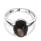 Chantaburi Black Star Sapphire Ring in Rhodium Overlay Sterling Silver 6.27 Ct._8266299