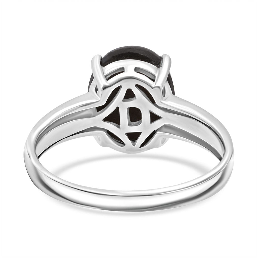 Chantaburi Black Star Sapphire Ring in Rhodium Overlay Sterling Silver 6.27 Ct._8266299_4