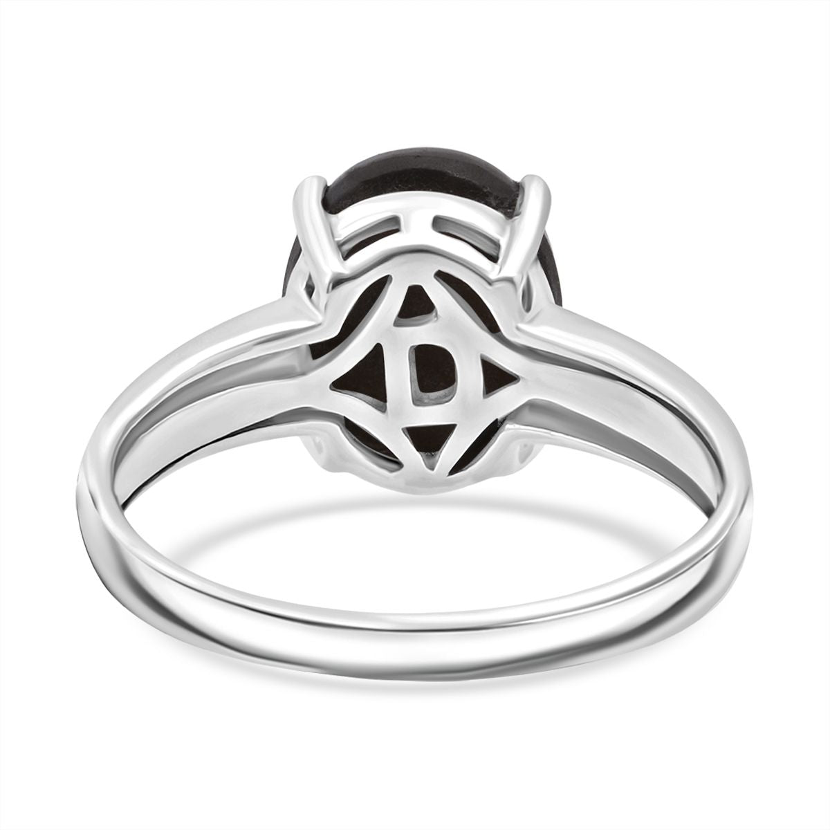 Chantaburi Black Star Sapphire Ring in Rhodium Overlay Sterling Silver 6.27 Ct. V32518174 4