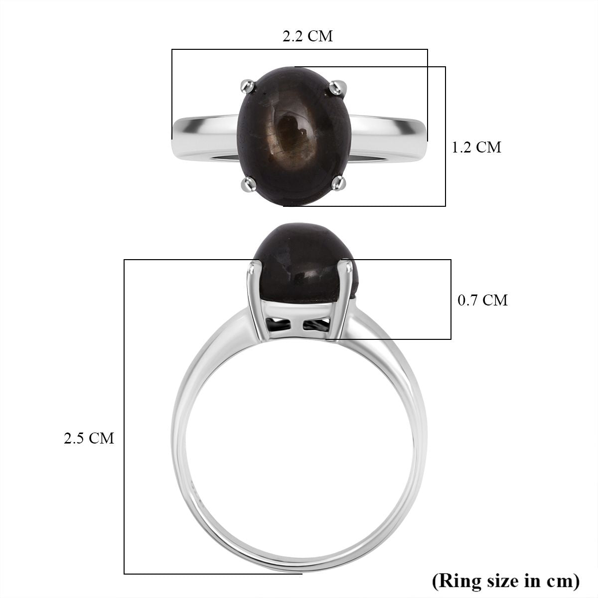 Chantaburi Black Star Sapphire Ring in Rhodium Overlay Sterling Silver 6.27 Ct. V32518174 5