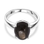 Chantaburi Black Star Sapphire Ring in Rhodium Overlay Sterling Silver 6.27 Ct._8266303