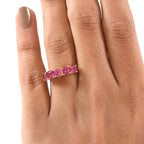 Luxuriant Lab Grown Bixbite & Lab Grown Diamond (SI/GH) 5 Stone Ring in 18K Vermeil Yellow Gold Plated Sterling Silver 1.43 Ct._8266323_2