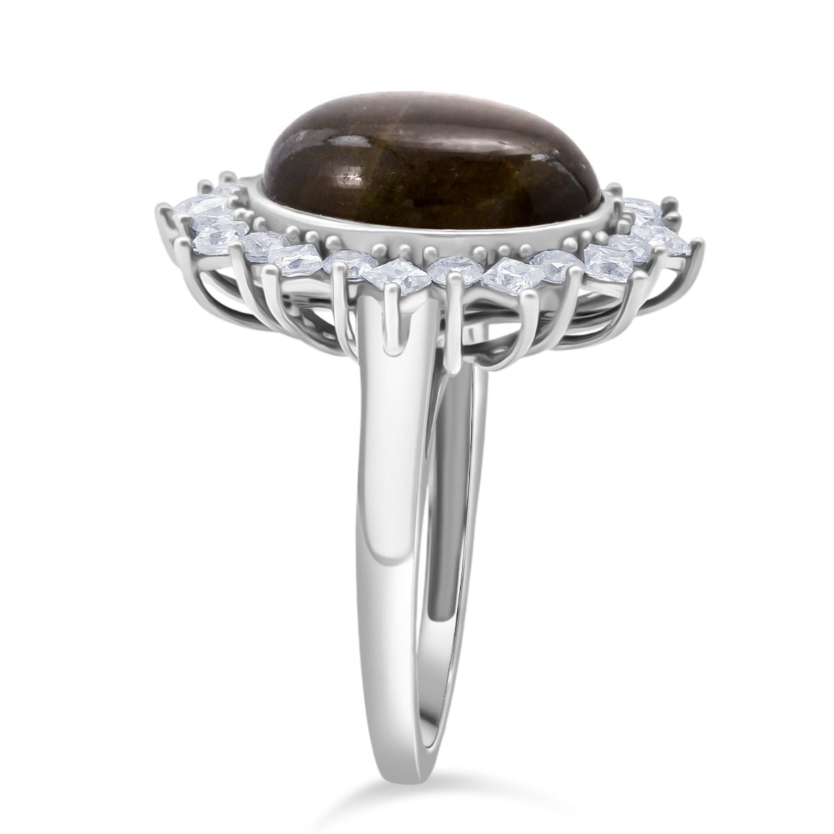 BIGGEST CLEARANCE DEAL - D'Joy Natural Chantaburi Black Star Sapphire &amp; Moissanite Ring in Rhodium Overlay Sterling Silver 13.27 Ct. V32531762 3
