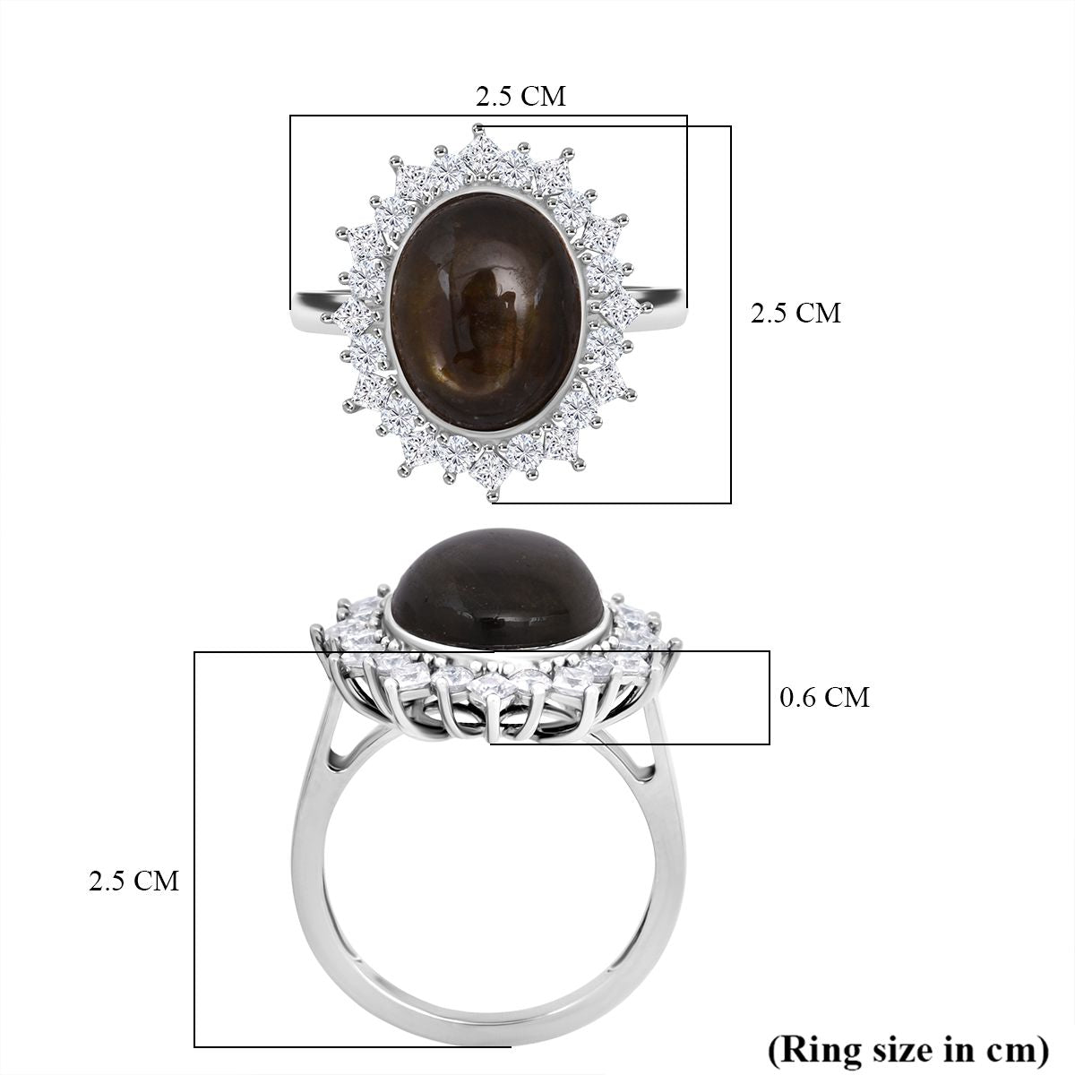 BIGGEST CLEARANCE DEAL - D'Joy Natural Chantaburi Black Star Sapphire &amp; Moissanite Ring in Rhodium Overlay Sterling Silver 13.27 Ct. V32531762 5