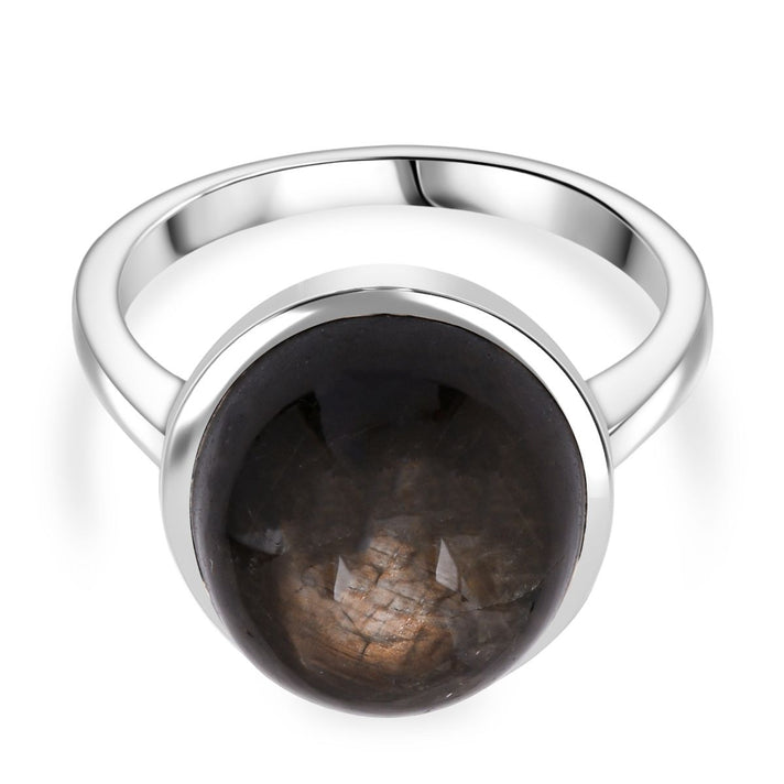 D'Joy Chantaburi Black Star Sapphire Ring in Rhodium Overlay Sterling Silver 13.30 Ct. 8266378 1