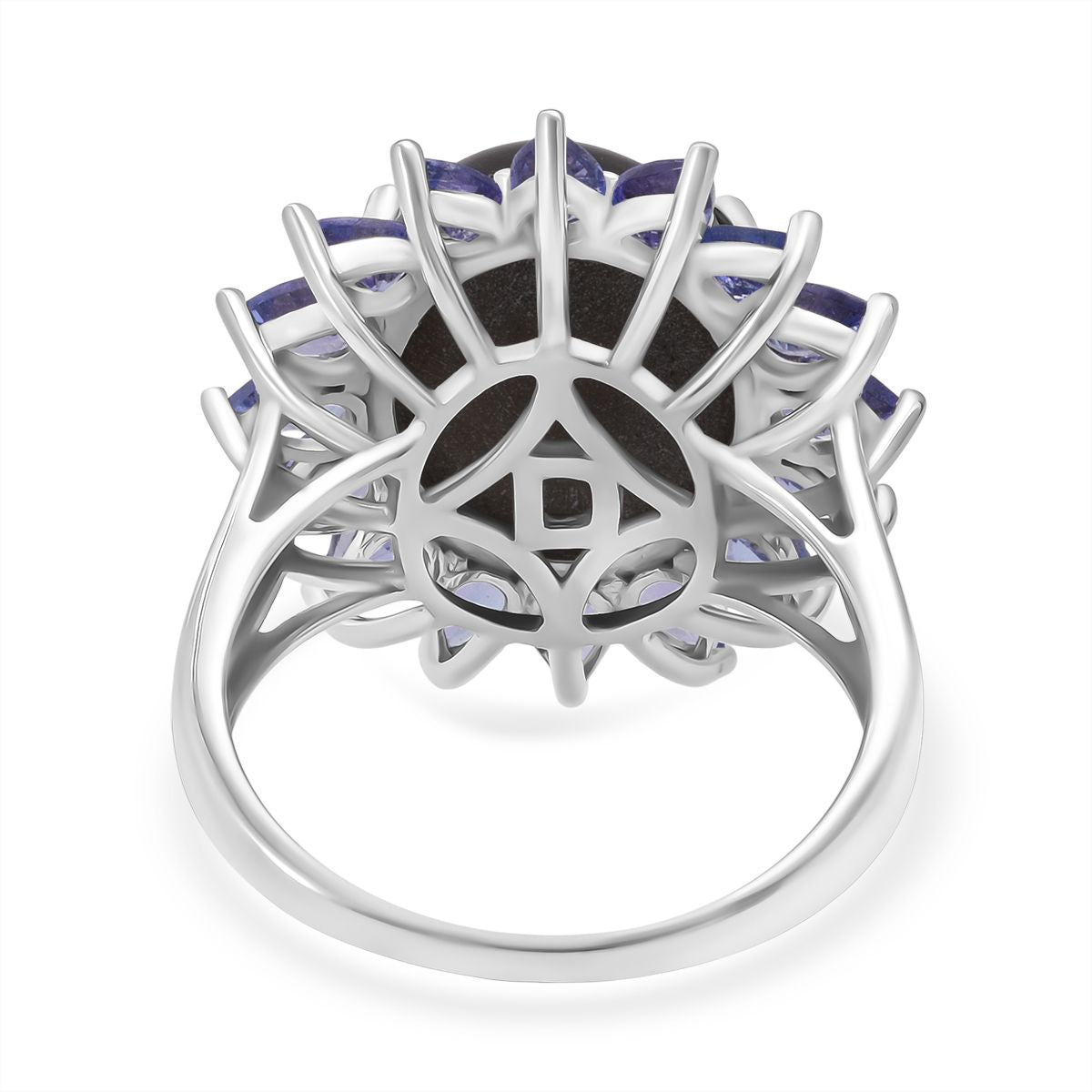 D'Joy Chantaburi Black Star Sapphire, Tanzanite Halo Ring in Rhodium Overlay Sterling Silver 17.66 Ct. V32520204 4