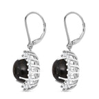 D'Joy Chantaburi Black Star Sapphire & Moissanite Halo Earring with Lever Back in Rhodium Overlay Sterling Silver 8.41 Ct._8266584_3