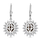 D'Joy Chantaburi Black Star Sapphire & Moissanite Halo Earring with Lever Back in Rhodium Overlay Sterling Silver 8.41 Ct._8266584_4