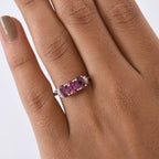 Luxuriant Lab Grown Bixbite & Lab Grown Diamond (SI/GH) 3 Stone Ring in Rhodium Overlay Sterling Silver 1.53 Ct._8266725_2