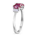 Luxuriant Lab Grown Bixbite & Lab Grown Diamond (SI/GH) 3 Stone Ring in Rhodium Overlay Sterling Silver 1.53 Ct._8266725_3
